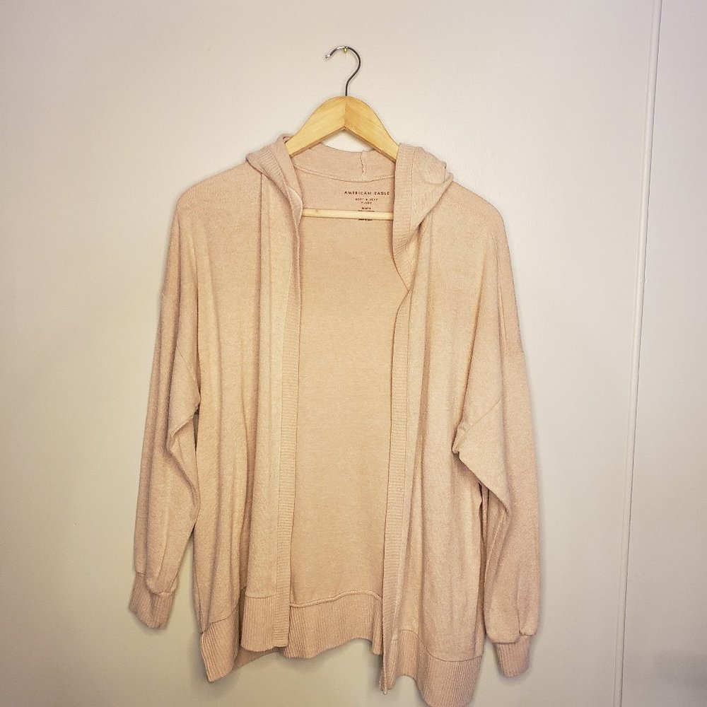 AE Soft & Sexy Plush M Cardigan Hoodie Open Front
